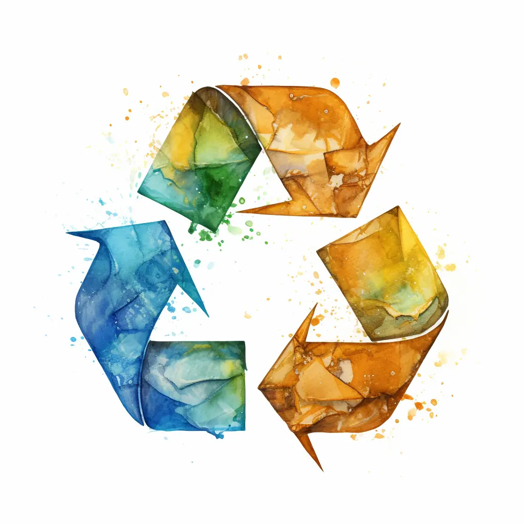 Recycling-Zeichen in sanften Farben - eine Zeichnung mit einem Hauch von Realismus Ein weißer Hintergrund, der ein Recycling-Zeichen zeigt